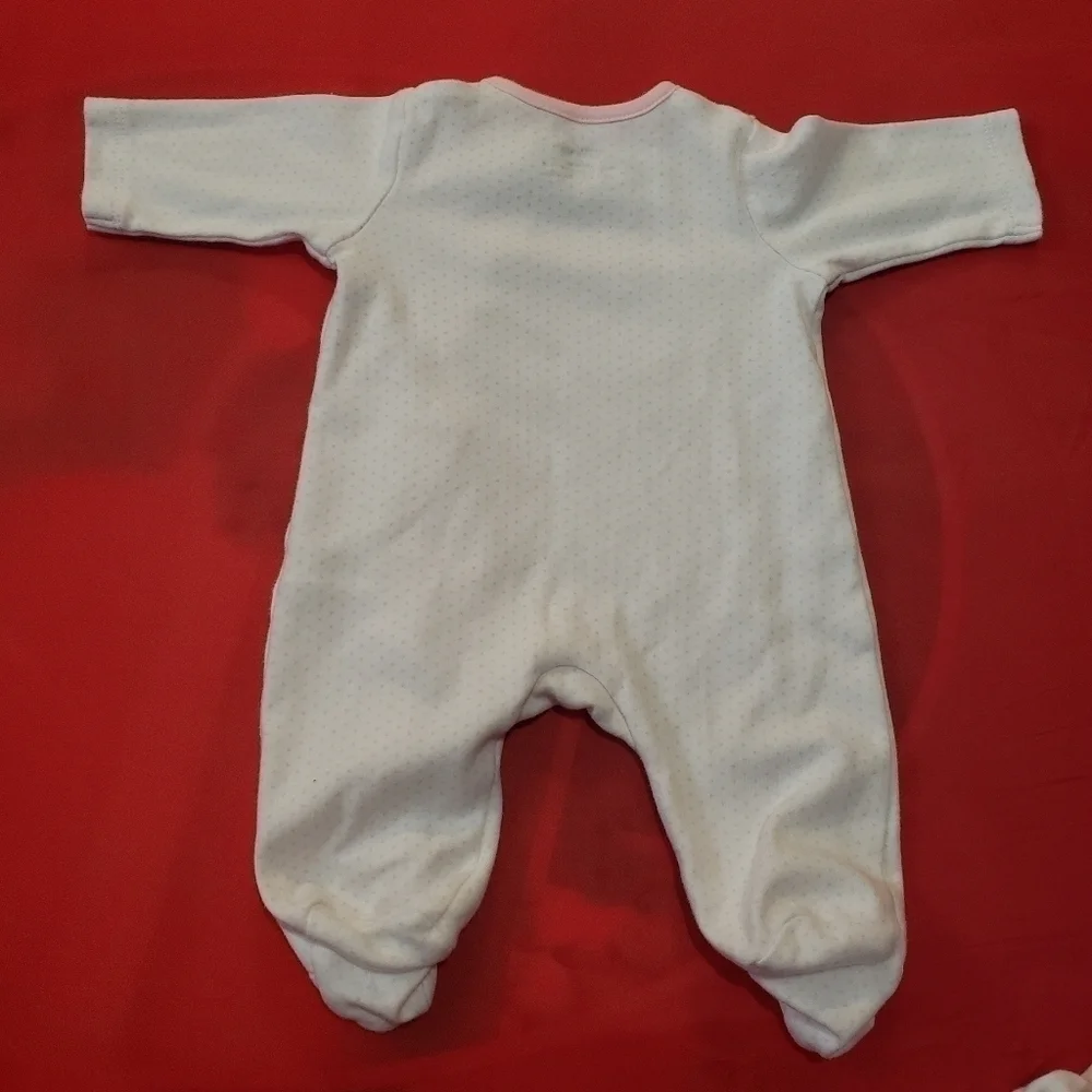 set of three rompers for baby girl .white floral, pink